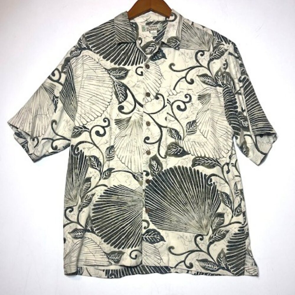 Tommy‎ Bahama Men's 100% Silk Button Front Short Sleeve Collared Shirt Sz M
